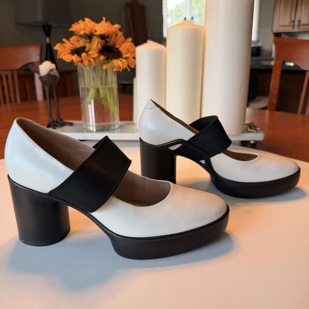 ECCO Shape Sculpted Motion Leather Mary Jane Comfort Block Heels EU 37